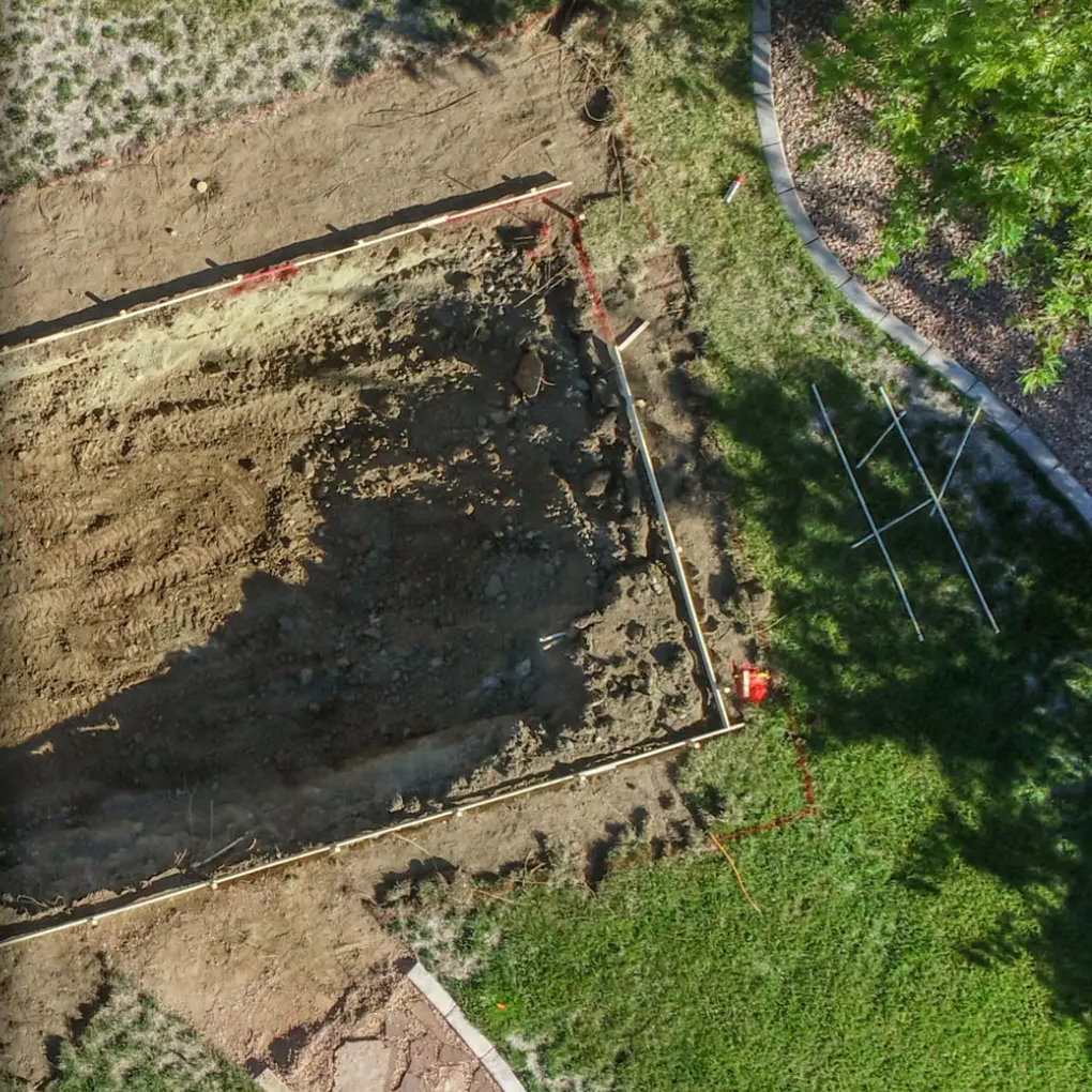 Construction site prepared for foundation work